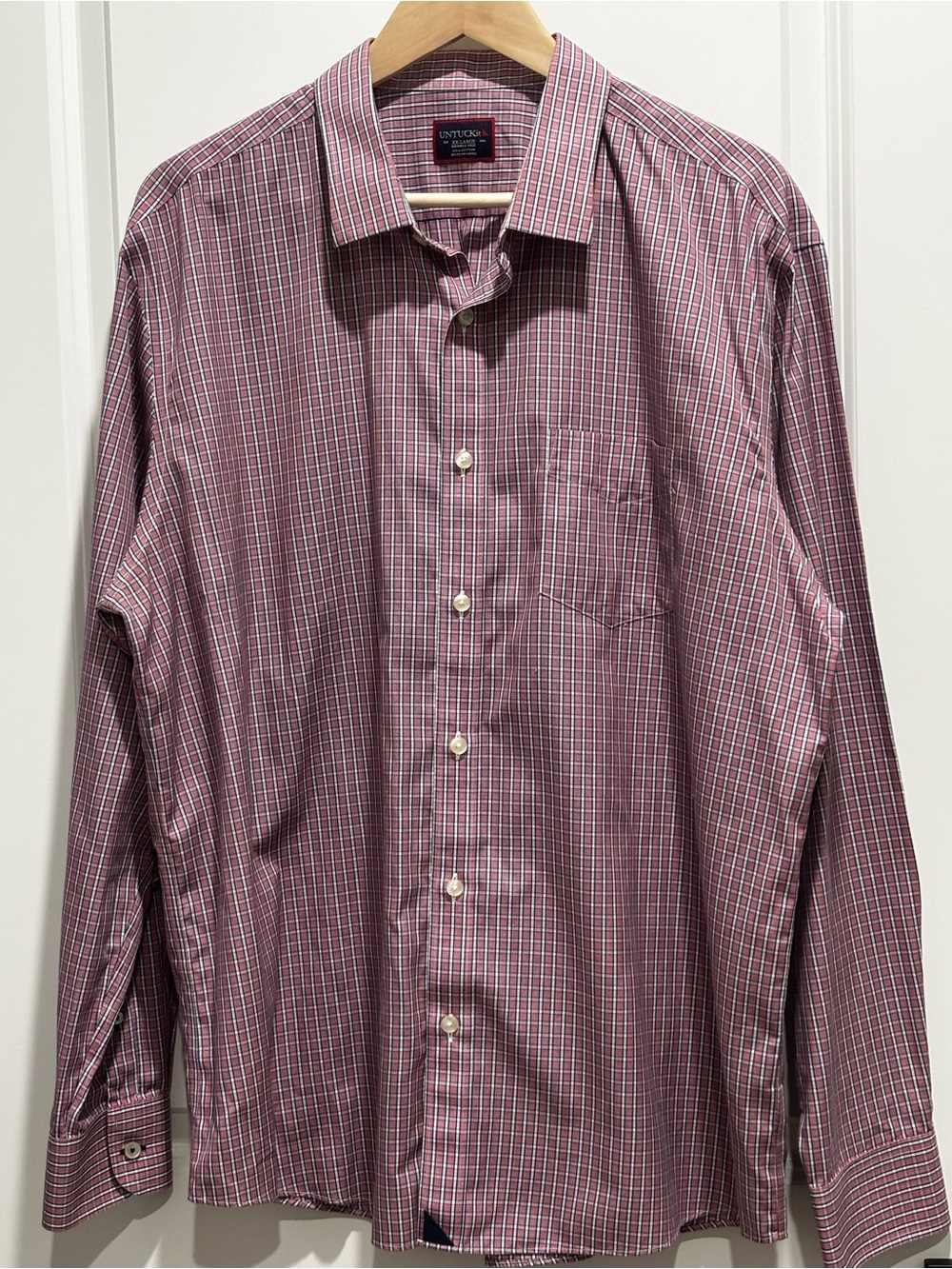UNTUCKit Men's Burgundy Plaid Button-Down Dress Shirt